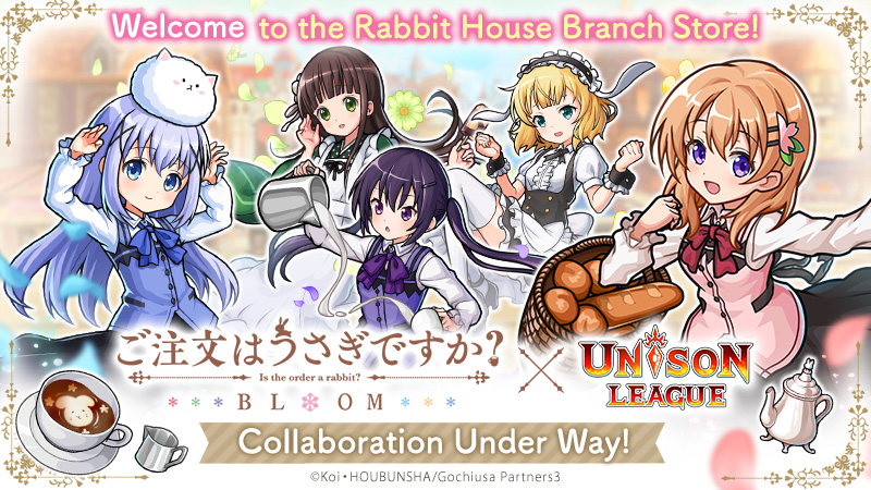 Unison League’s Collaboration With Popular TV Anime Is the Order a Rabbit? BLOOM Is Now Under Way! Obtain the Voice-Animated Character “Chimame Corps”!